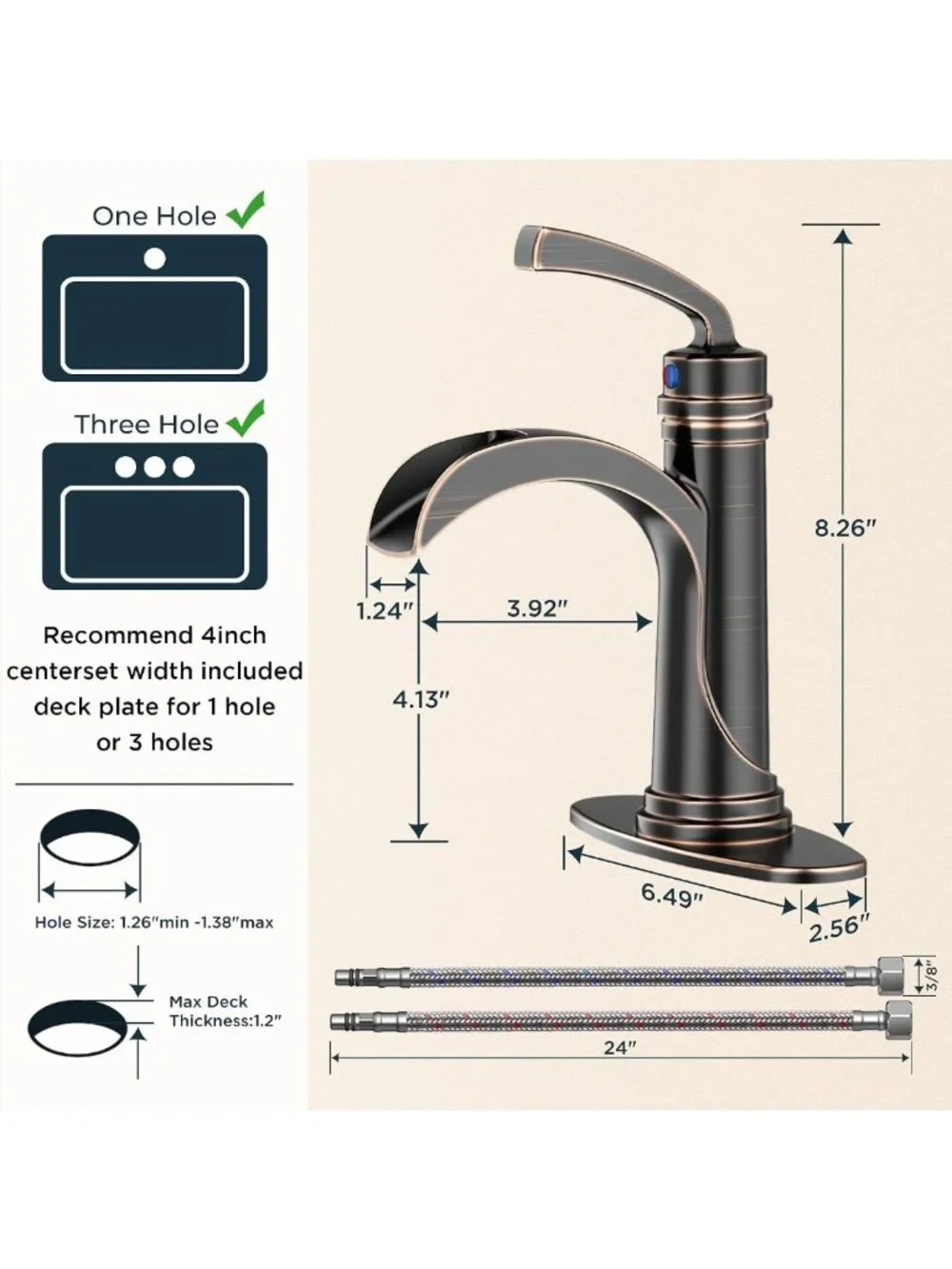 Elegant Antique Waterfall Bathroom Sink Faucet - Single Handle, 1 Hole, Bronze